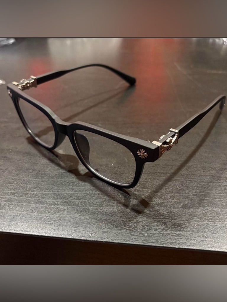 Chrome Style Matte Black Blue Light Glasses Hearts